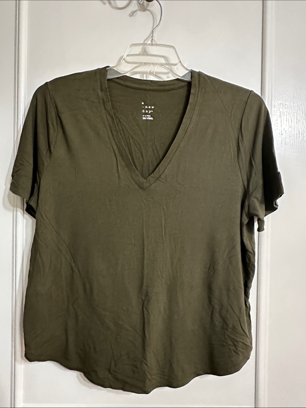 a new day Olive Green V-Neck Short Sleeve Tee